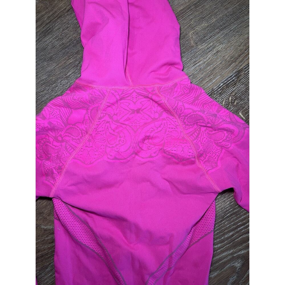 Athleta Floral Jacquard Half Zip Hoodie Pink Athletic Top Women Medium - Picture 9 of 10